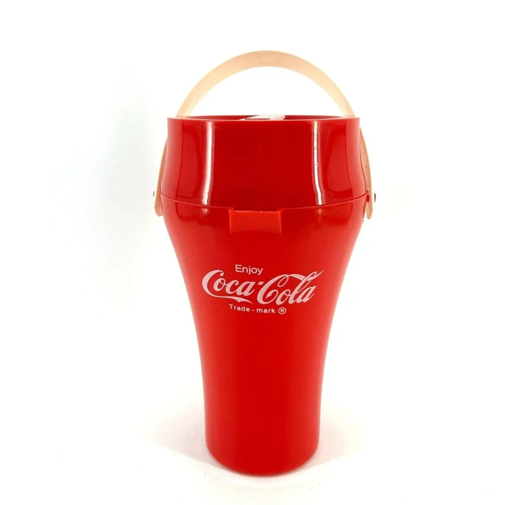 Vintage Coca-Cola Godfather's Pizza Red Plastic Drink Cooler Bucket 32 oz